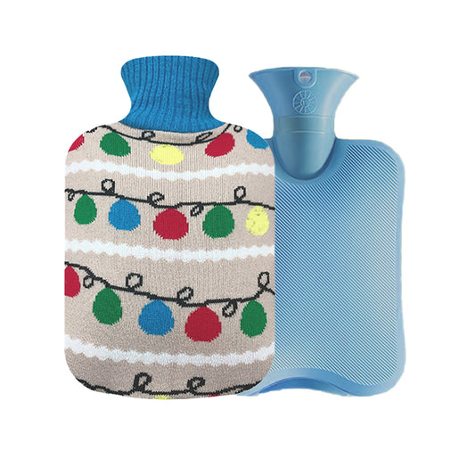 OliviaLiving Hot Water Bottle with Christmas Lights Cover for Kids, 2L