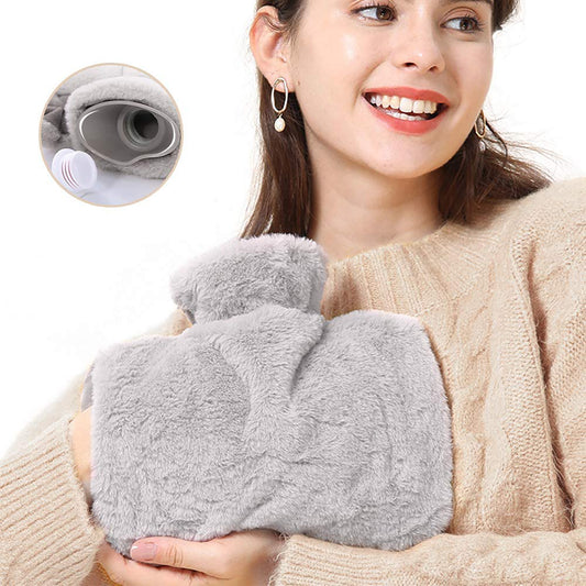 Hot Water Bottle for Pain Relief with Soft Fleece Cover, 1.5L