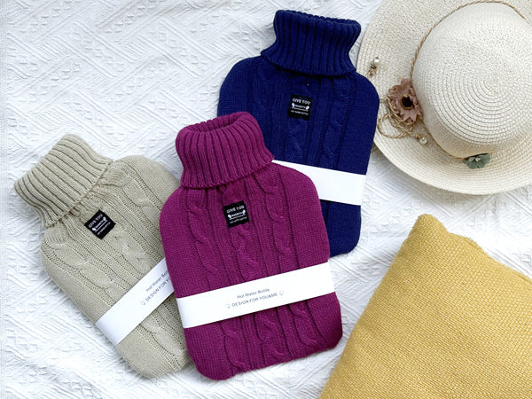 Large Capacity Hot Water Bottle with Knit Cover for Menstrual Cramps & Back Pain, 2L