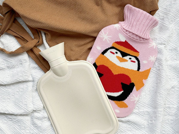 OliviaLiving Cozy Nights Hot Water Bottle with Cute Penguin Cover, 2L