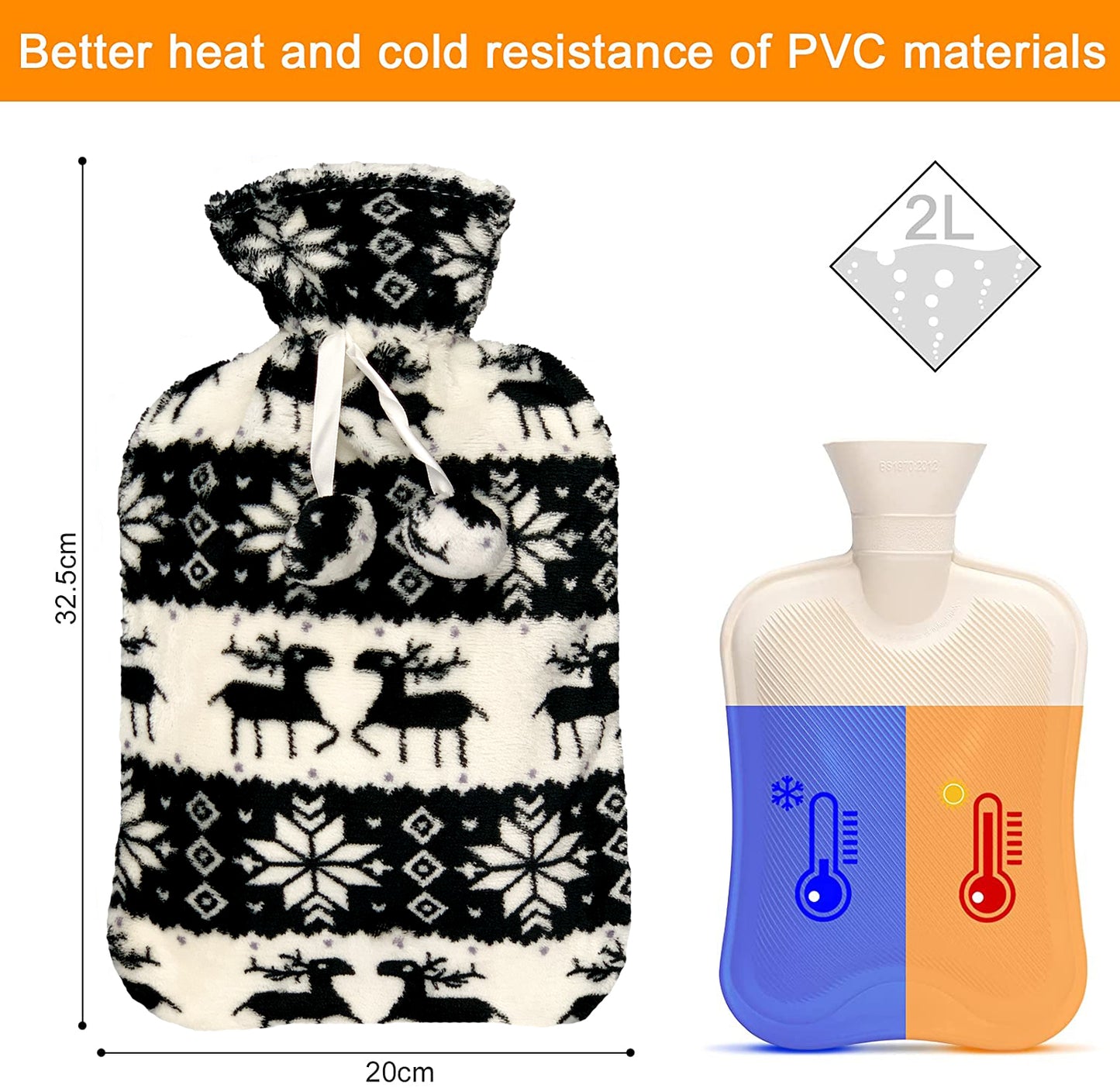 Hot Water Bottle with Flannel Cover for Pain & Comfort - OliviaLiving