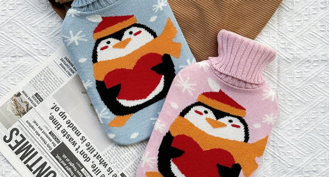 OliviaLiving Cozy Nights Hot Water Bottle with Cute Penguin Cover, 2L