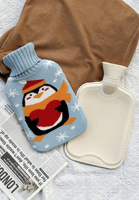 OliviaLiving Cozy Nights Hot Water Bottle with Cute Penguin Cover, 2L