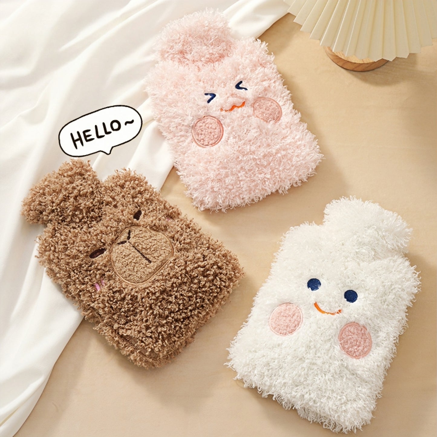 Hot Water Bottle for Pain Relief with Cute Plush Cover, 1L – OliviaLiving