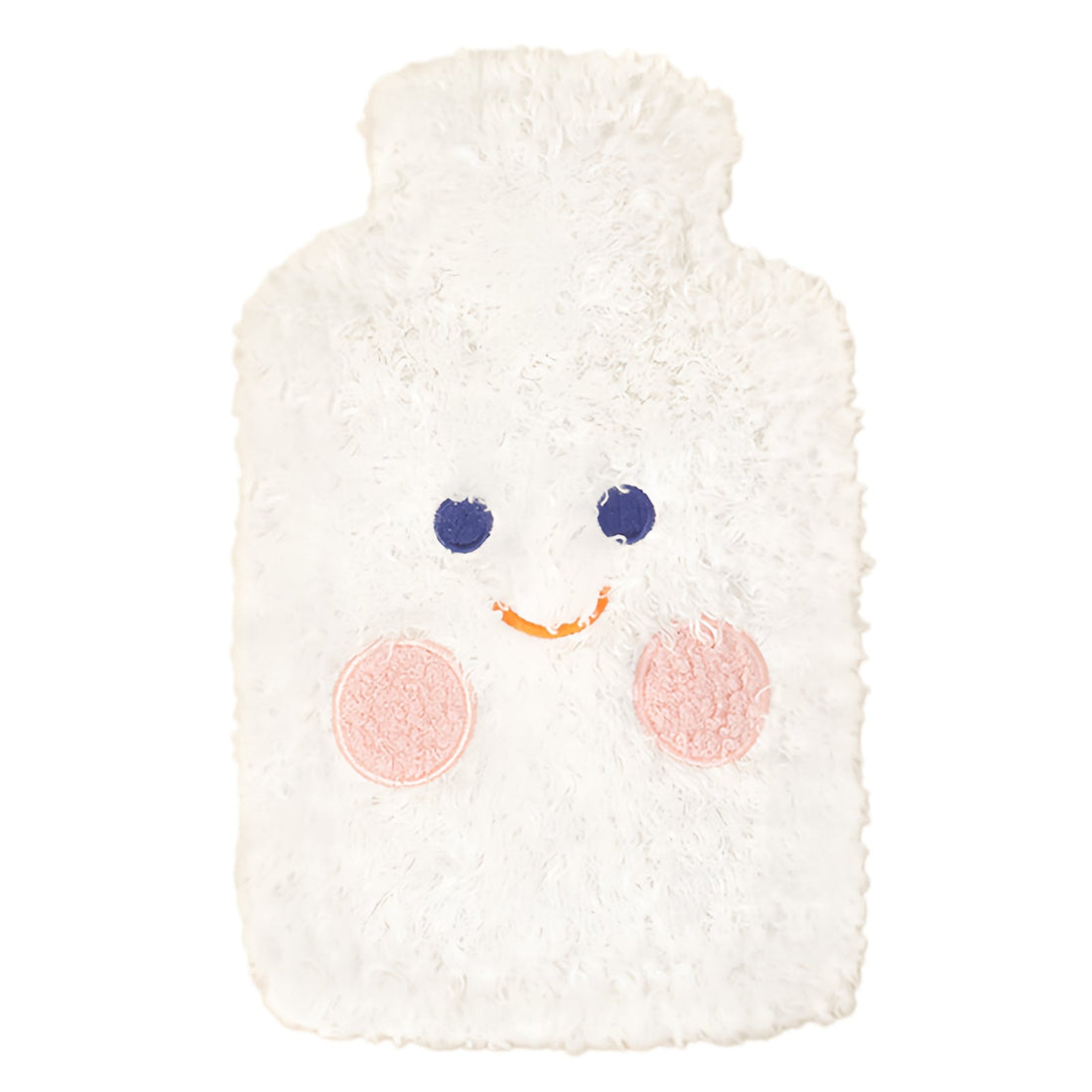 OliviaLiving 1L hot water bottle fully covered by a white plush cover