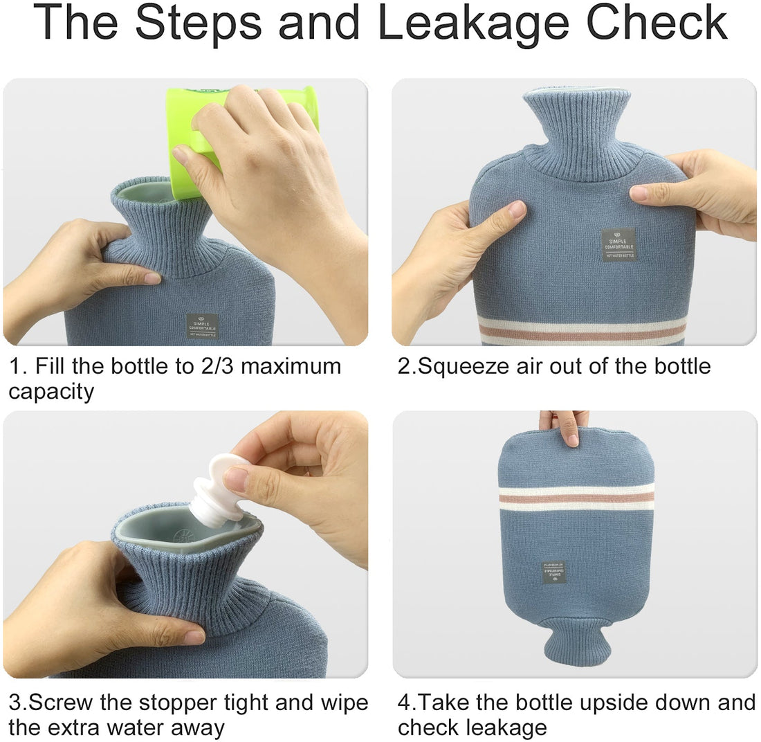 Filling an OliviaLiving Classic 2L striped-cover bottle to two-thirds and closing the stopper