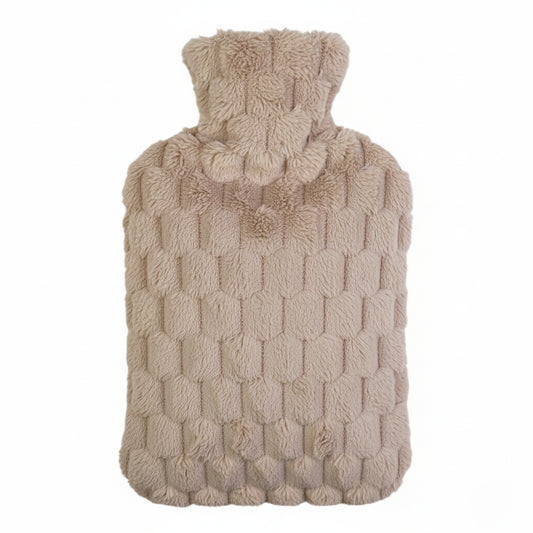 Hot Water Bottle with Velvet Plaid Cover for Pain & Comfort, 1700ML - OliviaLiving