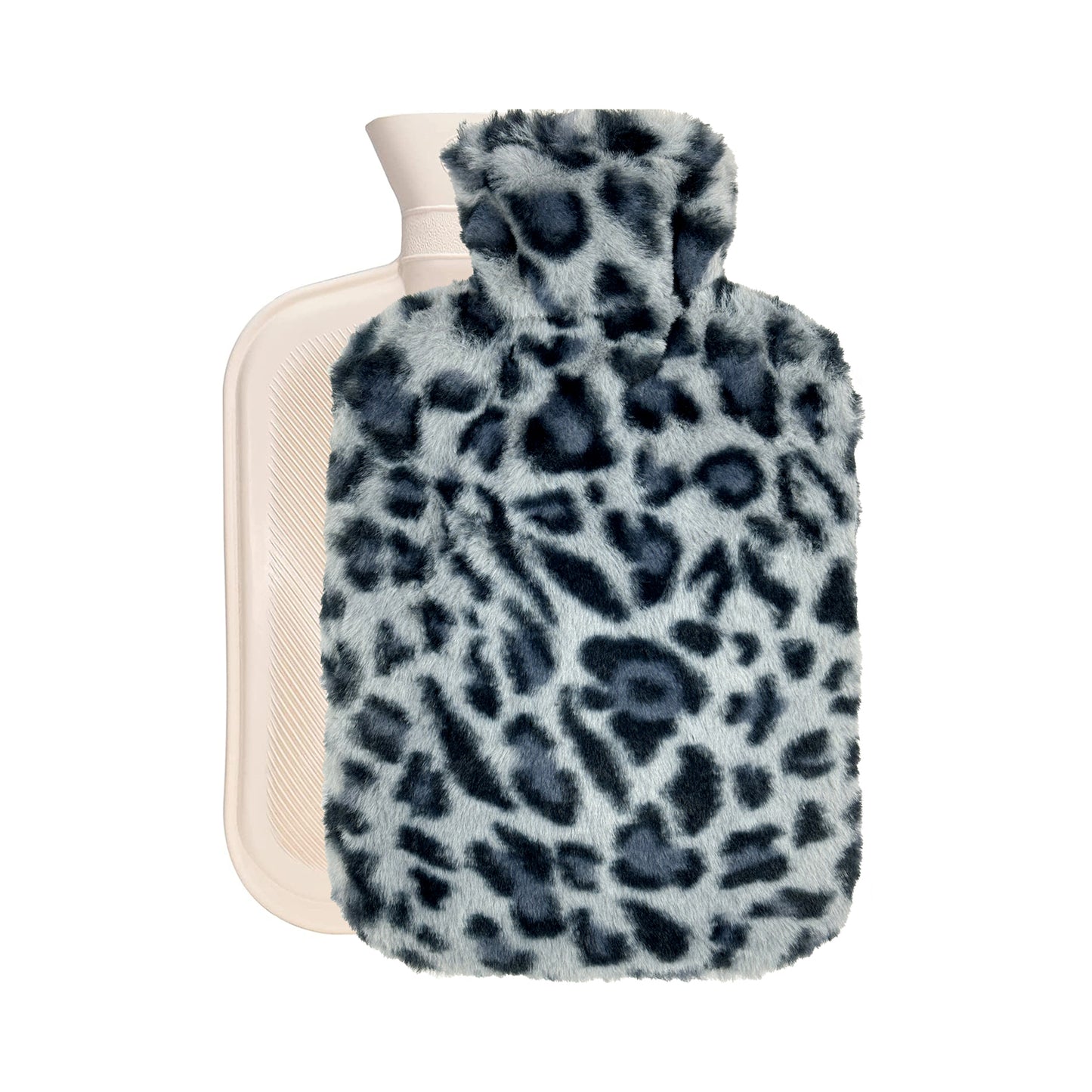 OliviaLiving Premium Hot Water Bottle with Plush Leopard Print Cover, 2L