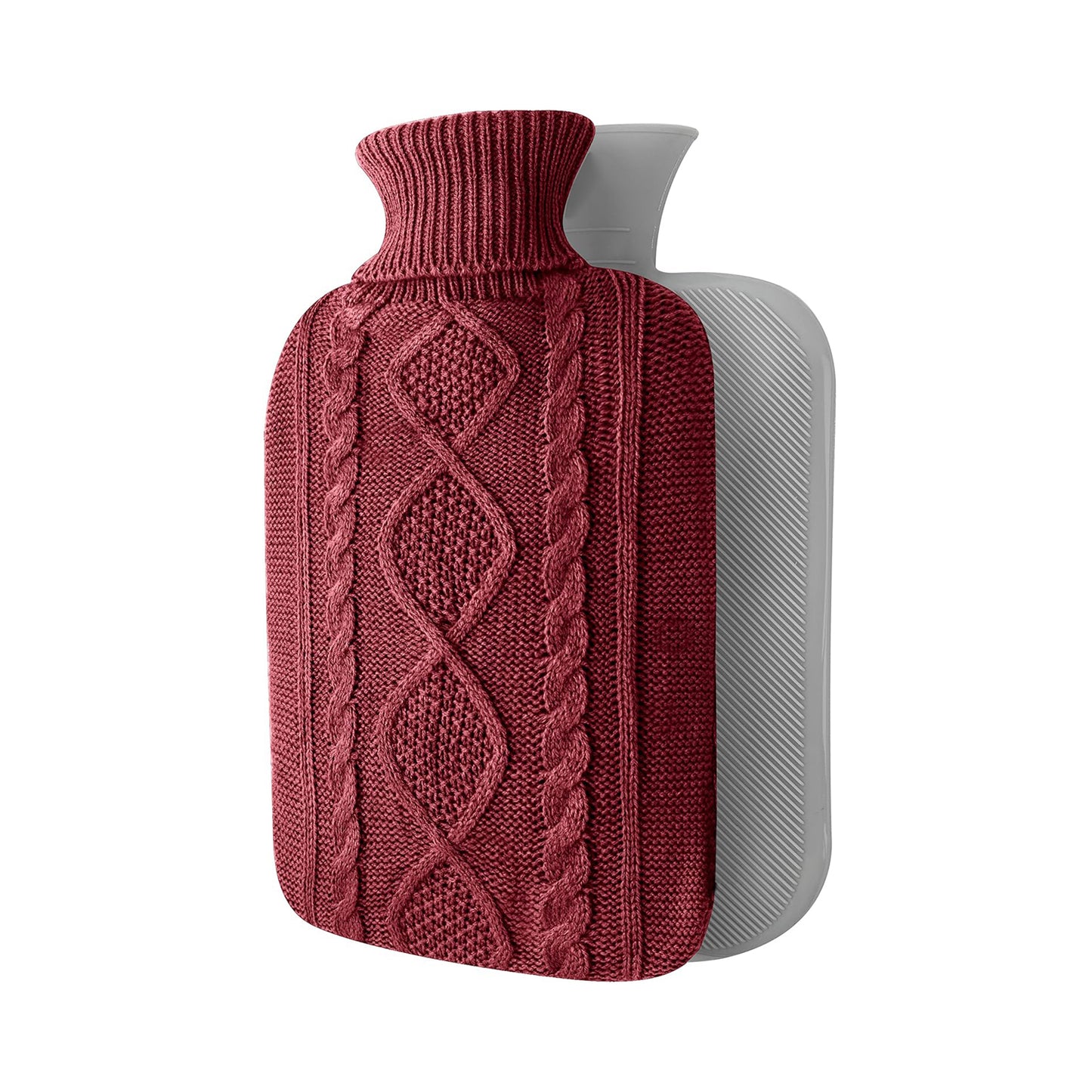 OliviaLiving Classic Knitted Cover Hot Water Bottle for Winter Nights, 2L