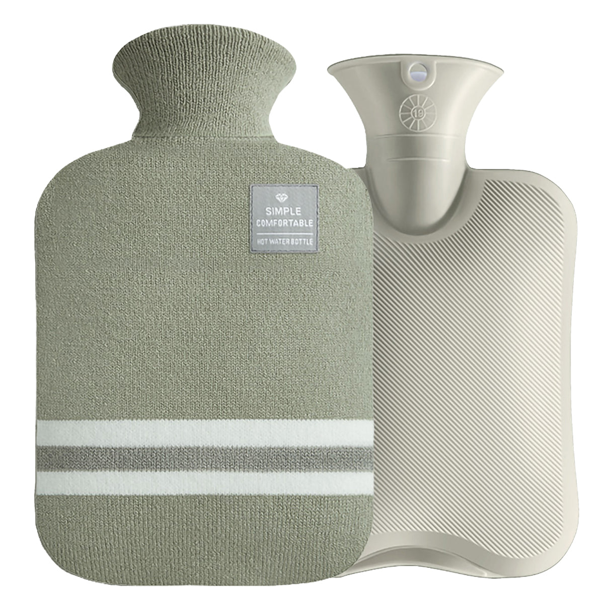 2L Hot Water Bottle & Cold Pack with Striped Cover