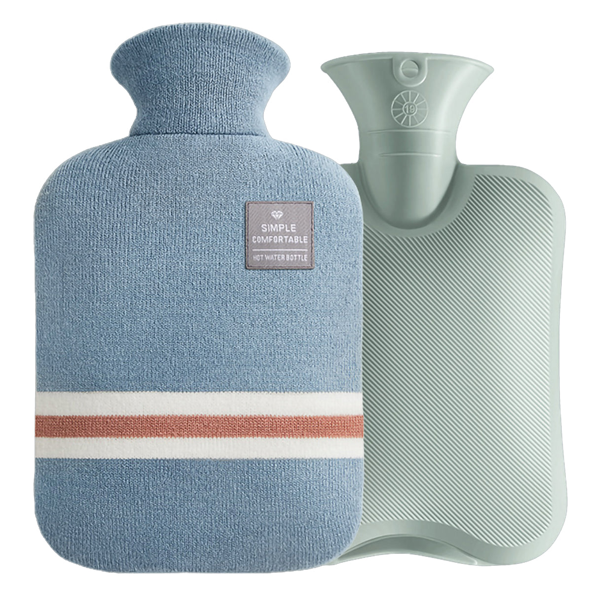 2L Hot Water Bottle & Cold Pack with Striped Cover