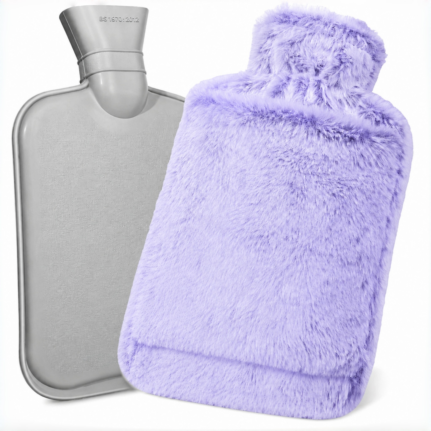 2L Hot Water Bottle with Hand Pocket & Soft Plush Cover