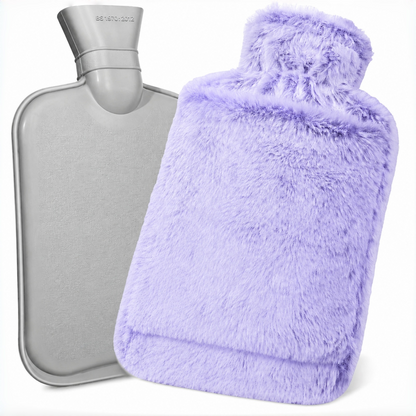 2L Hot Water Bottle with Hand Pocket & Soft Plush Cover