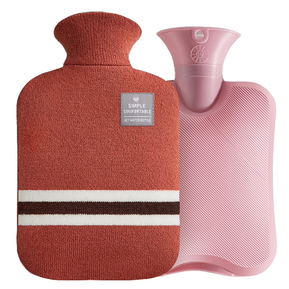 2L Hot Water Bottle & Cold Pack with Striped Cover