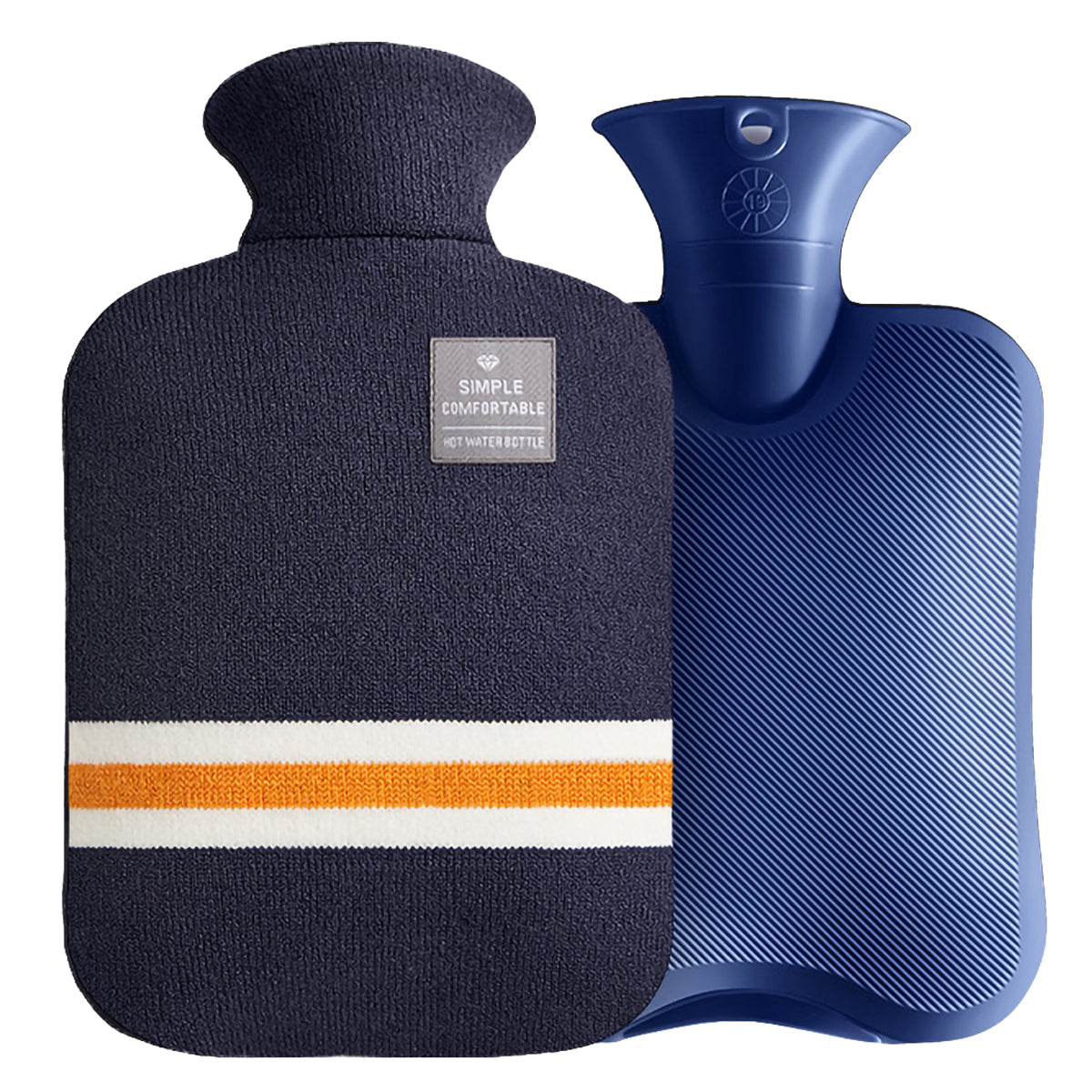 2L Hot Water Bottle & Cold Pack with Striped Cover