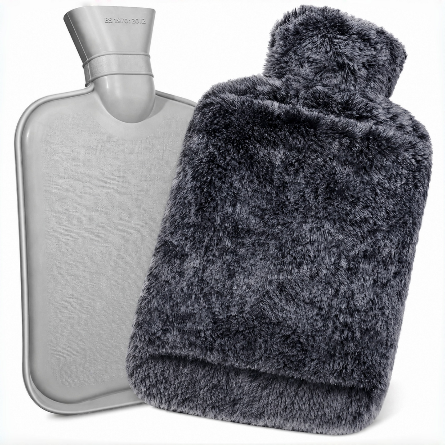 2L Hot Water Bottle with Hand Pocket & Soft Plush Cover