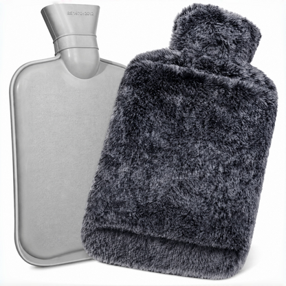2L Hot Water Bottle with Hand Pocket & Soft Plush Cover