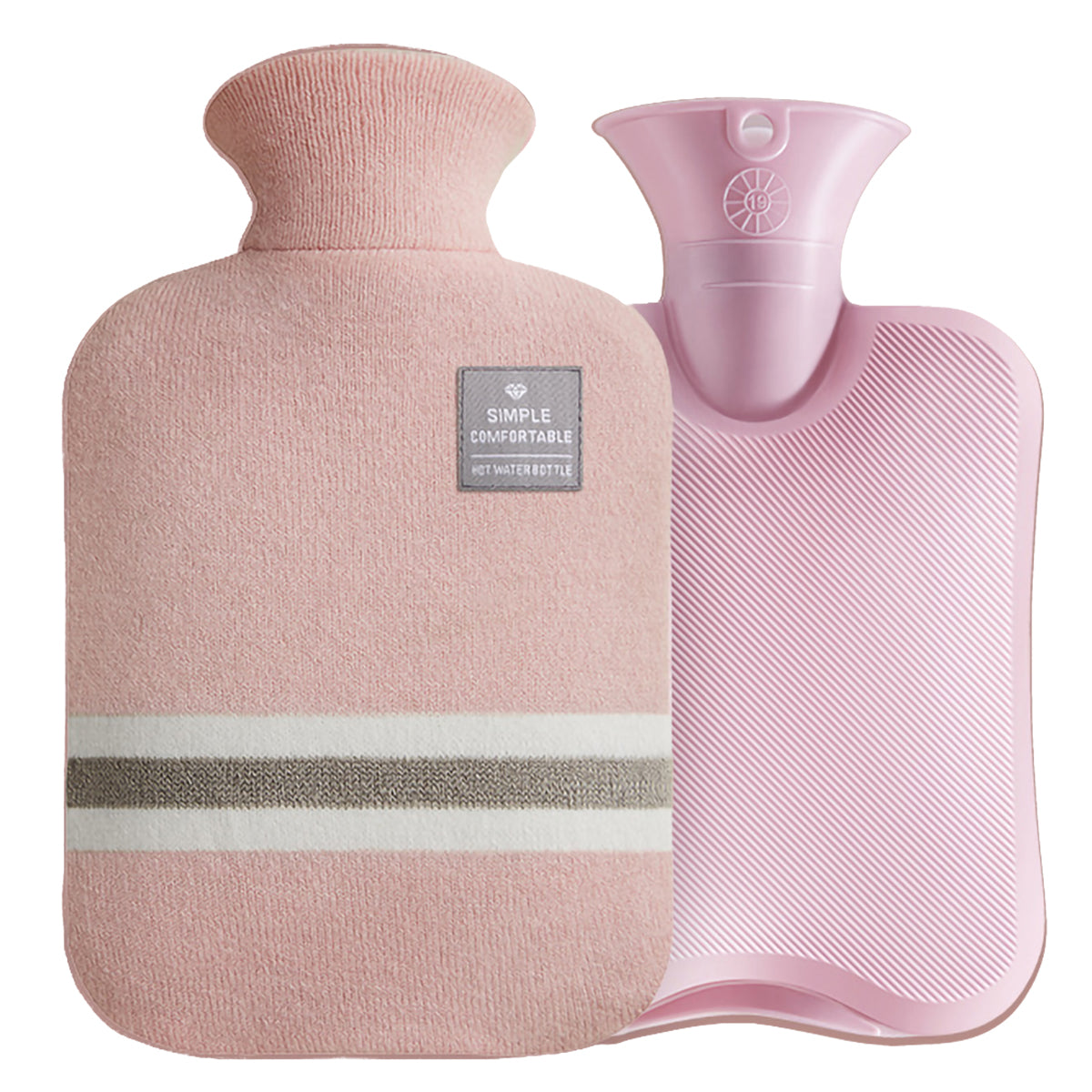 2L Hot Water Bottle & Cold Pack with Striped Cover