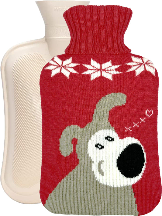 2L Hot Water Bottle with Cute Puppy Knit Cover