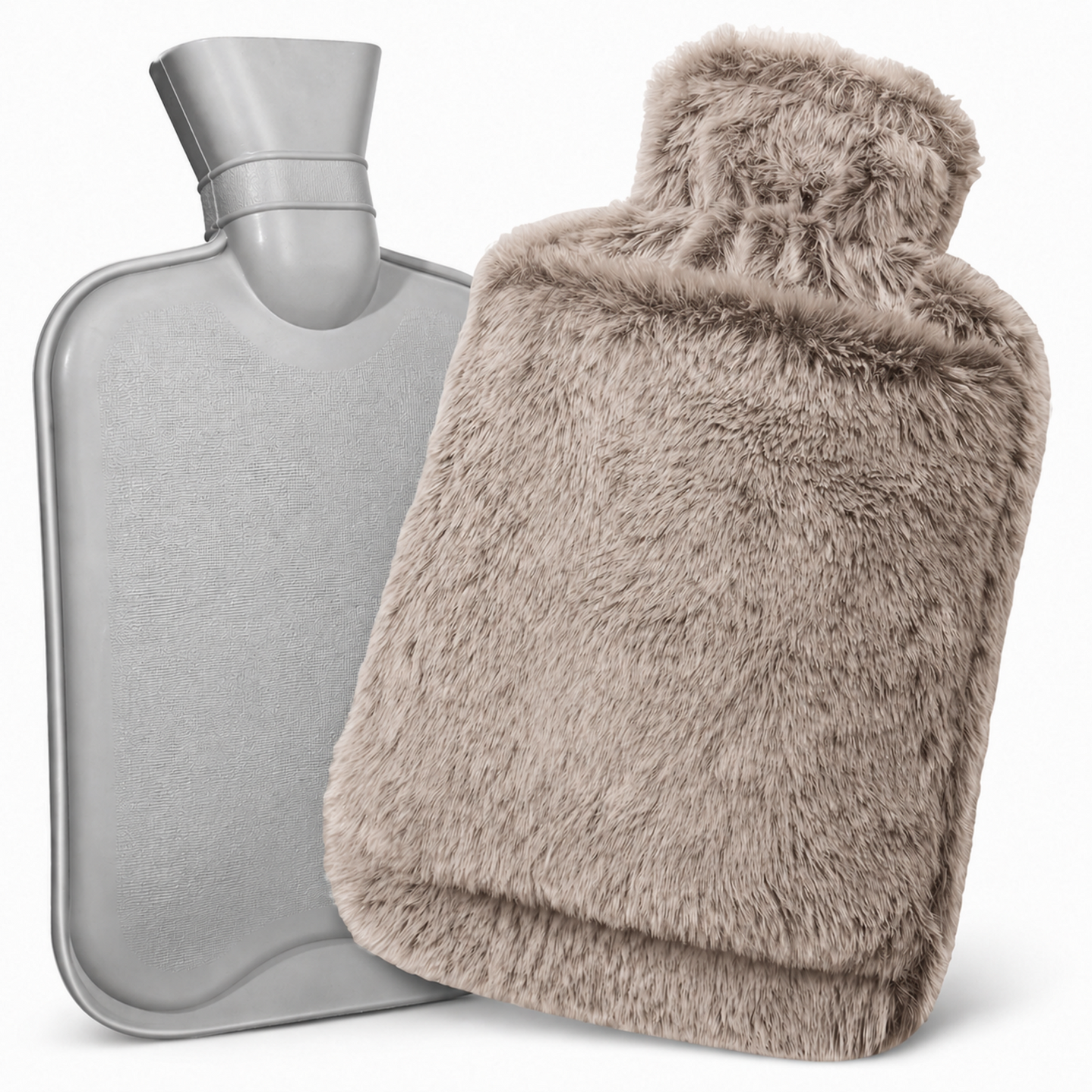 2L Hot Water Bottle with Hand Pocket & Soft Plush Cover