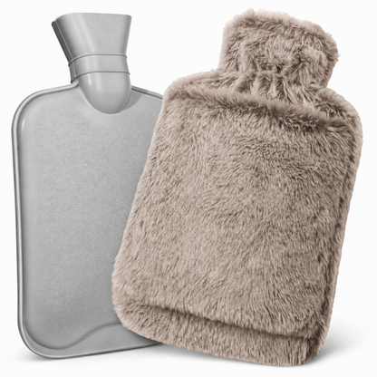 2L Hot Water Bottle with Hand Pocket & Soft Plush Cover