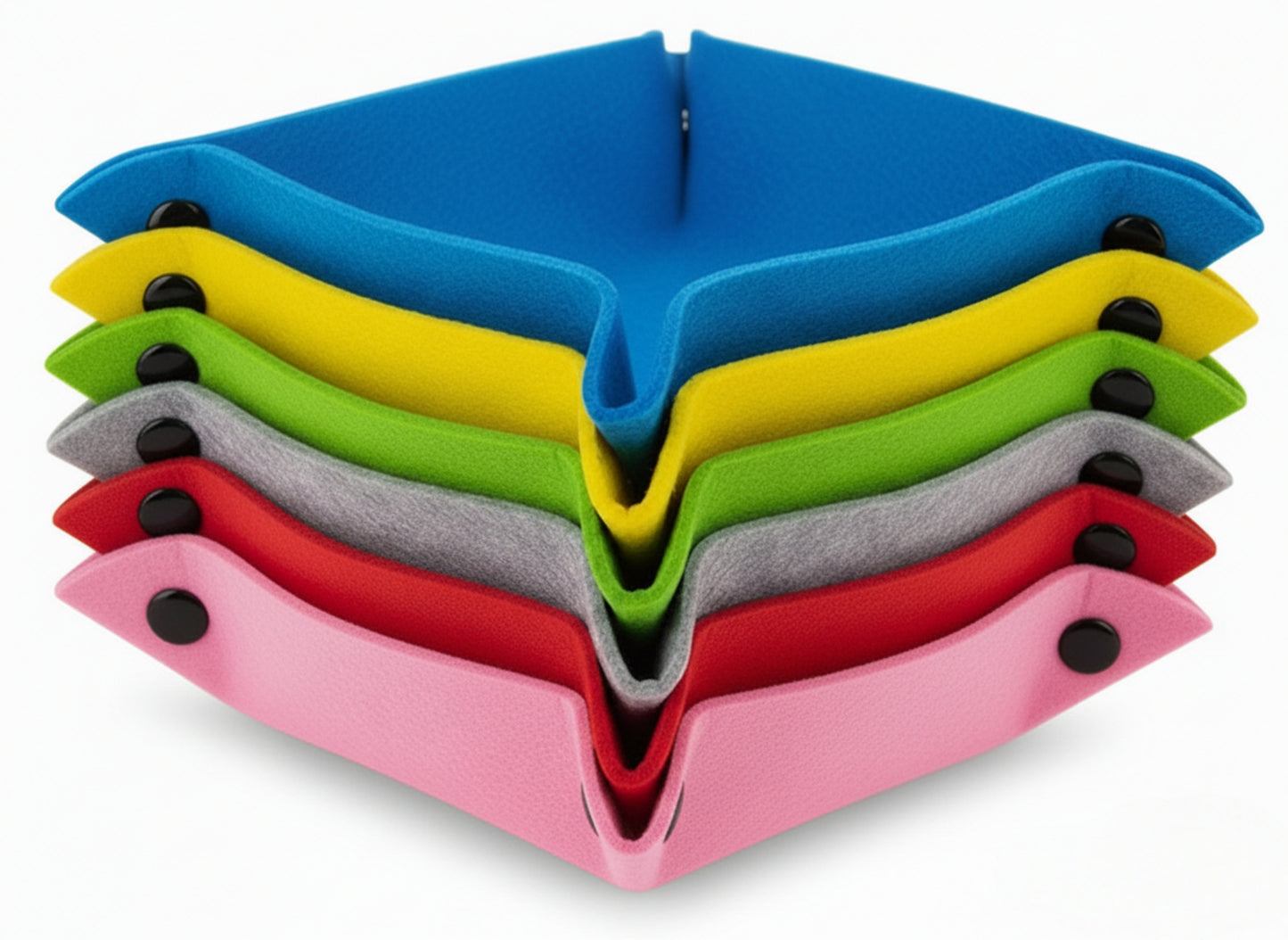 Felt Valet Tray Set (6-Pack) – Foldable Felt Desk Organizer Basket for Home, Office