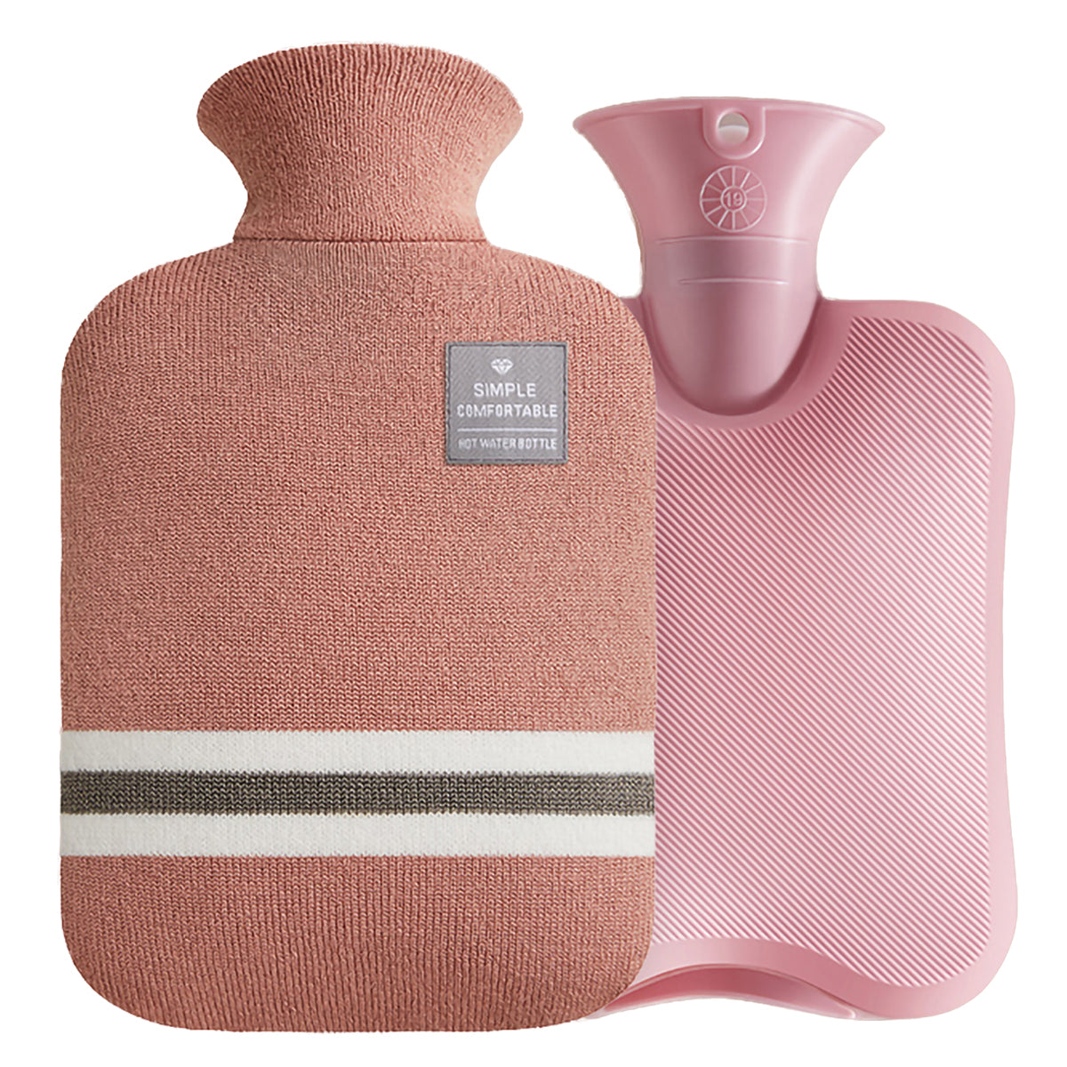 2L Hot Water Bottle & Cold Pack with Striped Cover