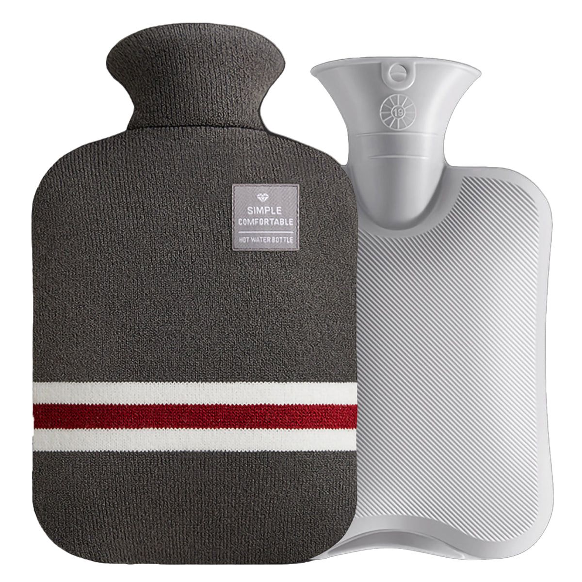 2L Hot Water Bottle & Cold Pack with Striped Cover