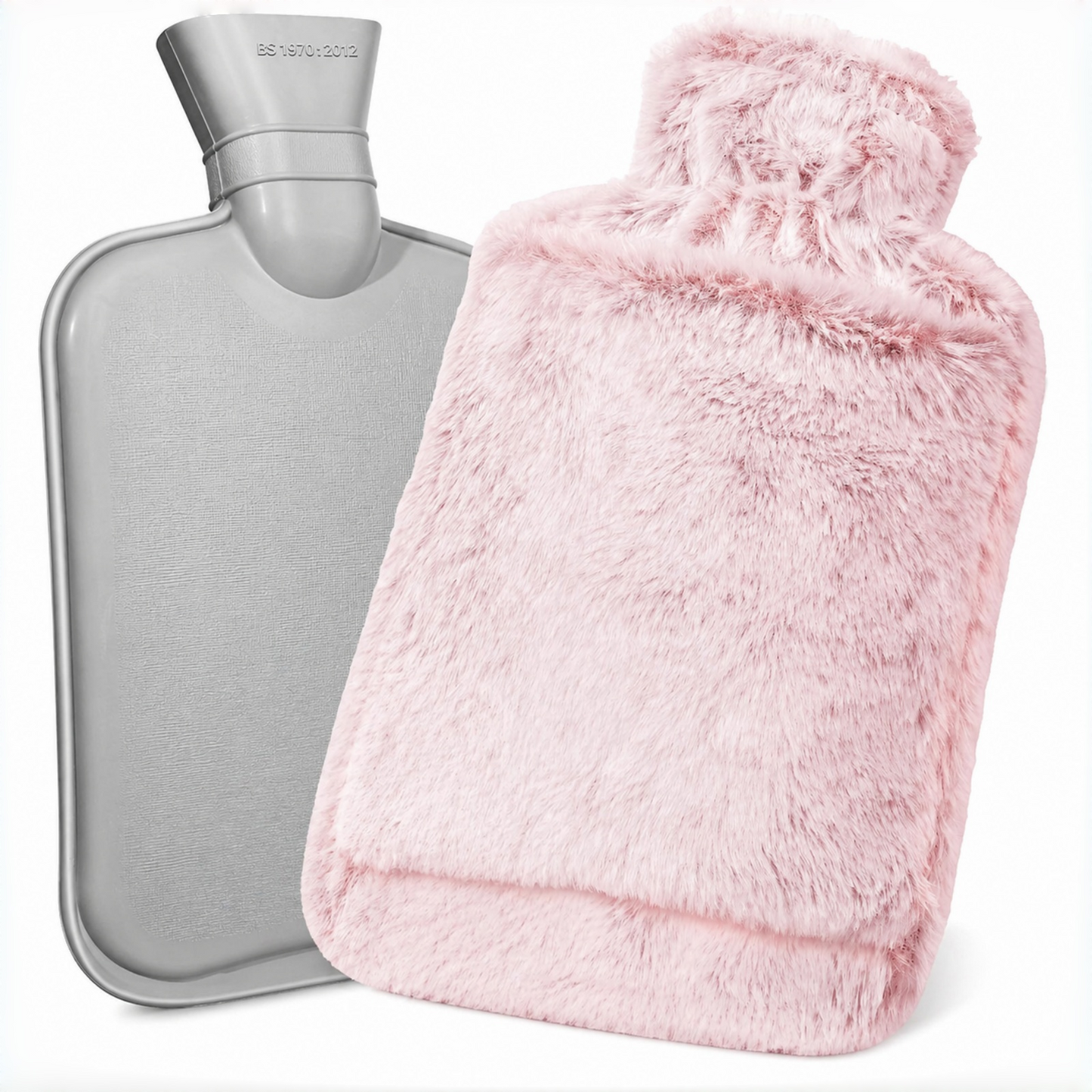 2L Hot Water Bottle with Hand Pocket & Soft Plush Cover