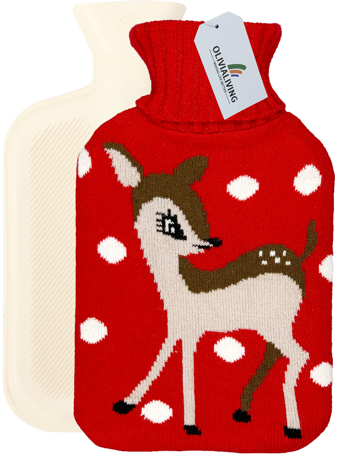 2L Hot Water Bottle with Little Deer Knit Cover