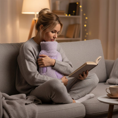 1.7L Hot Water Bottle with Faux Rabbit Fur Cover