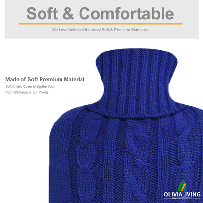 2L Hot Water Bottle with Classic Knit Cover – Six Colours