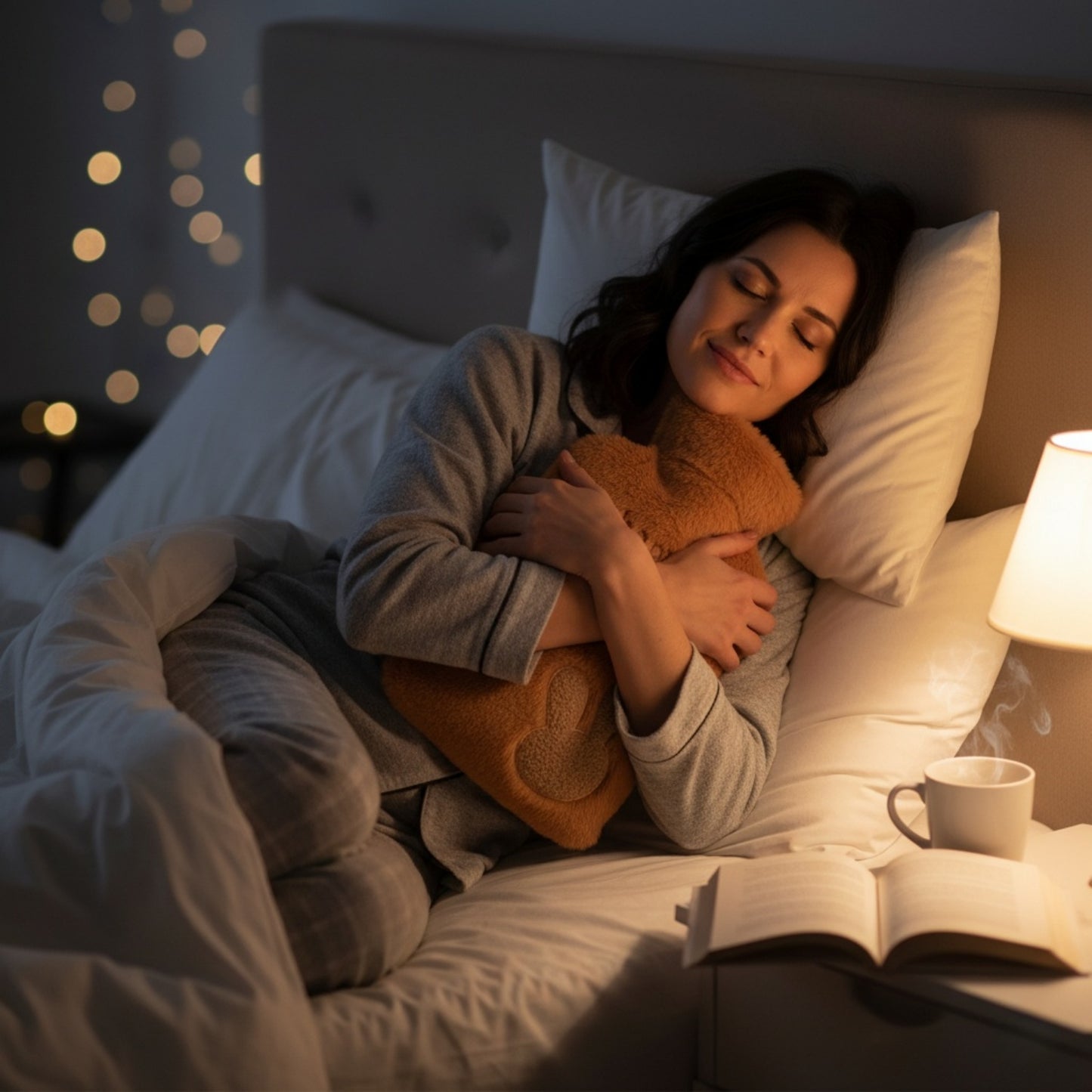 Hot Water Bottle with Imitation rabbit fur Cover for Pain & Comfort, 1700ML - OliviaLiving