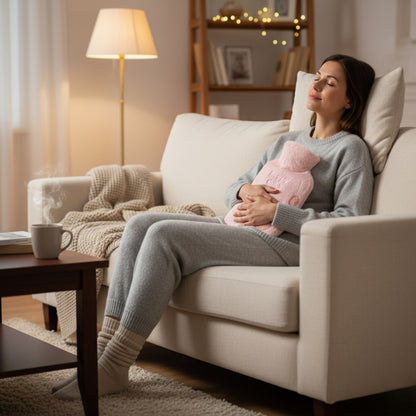 1.7L Hot Water Bottle with Faux Rabbit Fur Cover