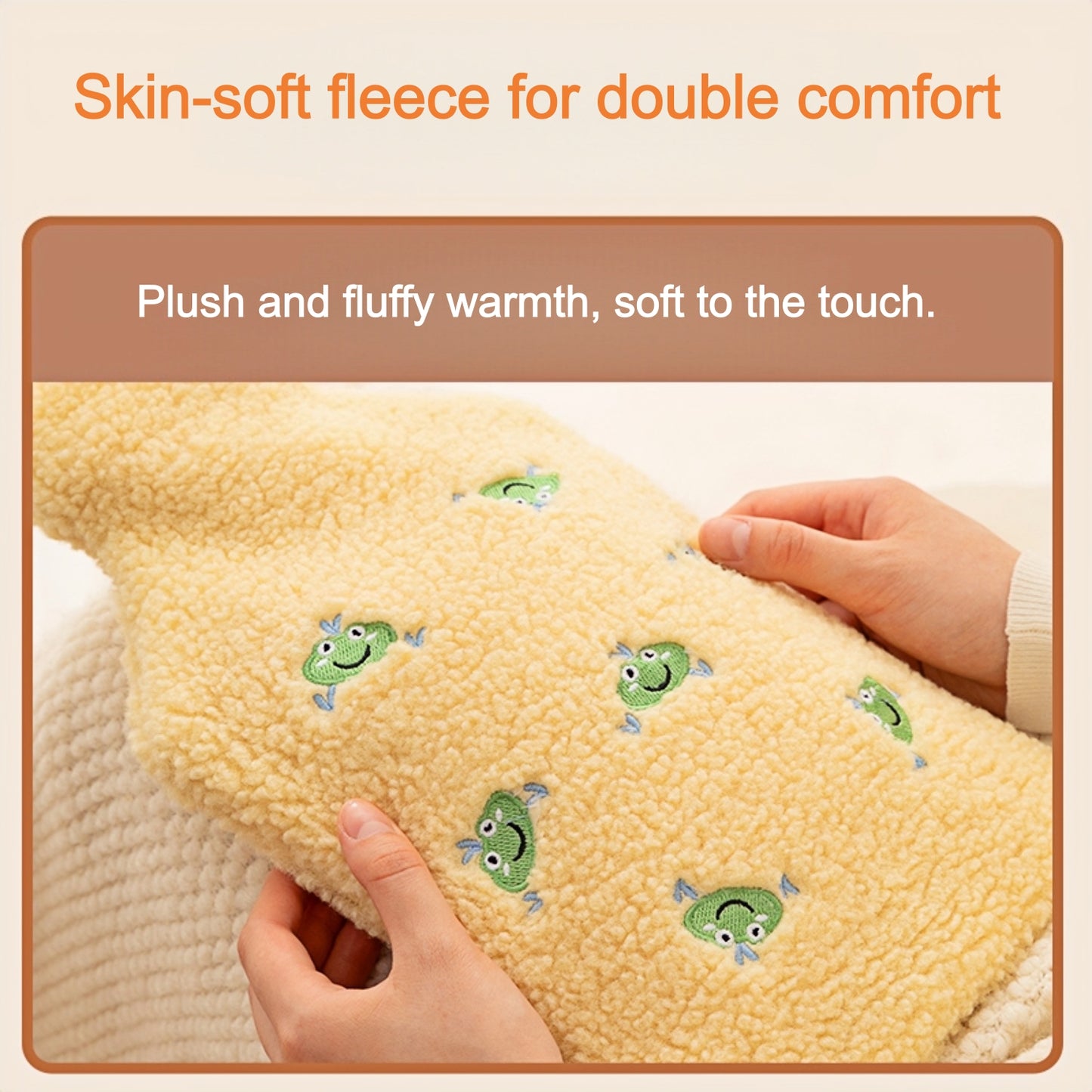 Hot Water Bottle with Flannel Cover for Pain & Comfort, 1700ML - OliviaLiving