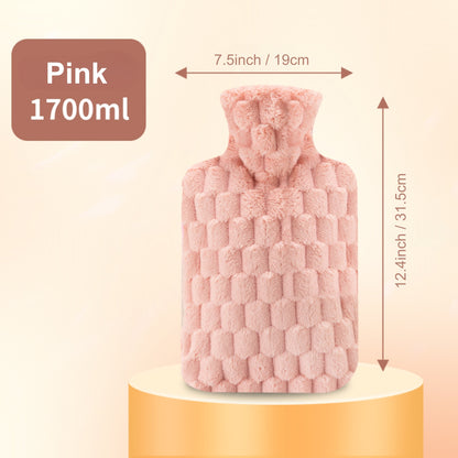 1.7L Hot Water Bottle with Velvet Plaid Cover