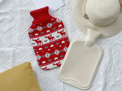 2L Hot Water Bottle with Nordic Reindeer Cover