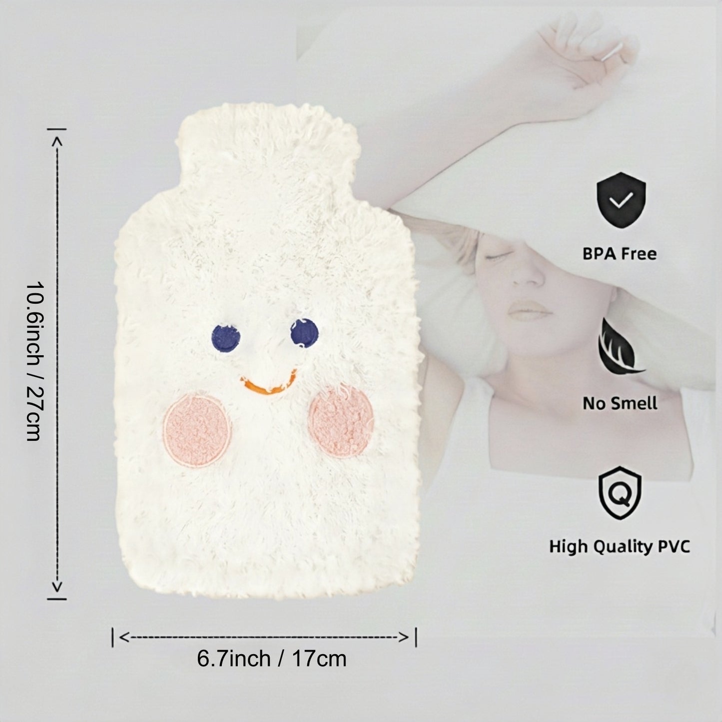 Hot Water Bottle for Pain Relief with Cute Plush Cover, 1L – OliviaLiving