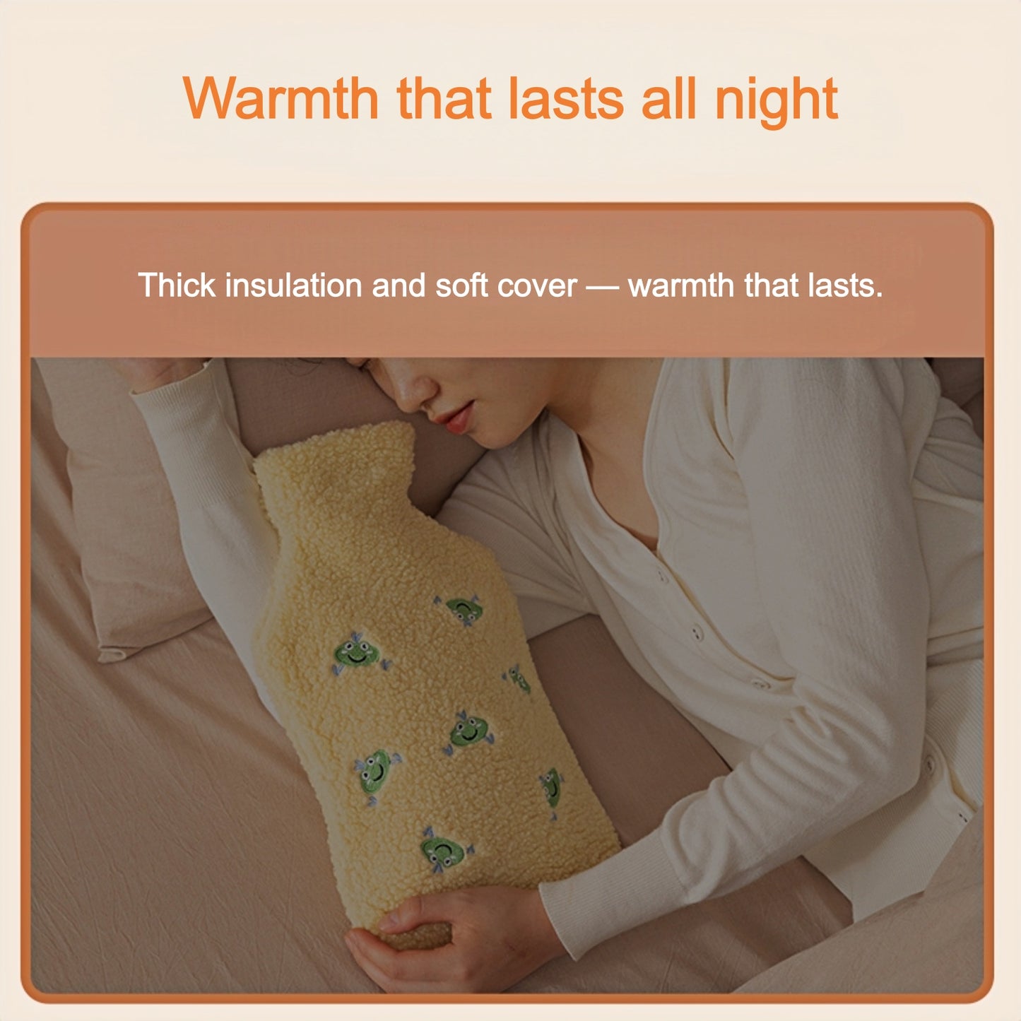 Hot Water Bottle with Flannel Cover for Pain & Comfort, 1700ML - OliviaLiving