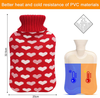 2L Hot Water Bottle with Love Pattern Cover