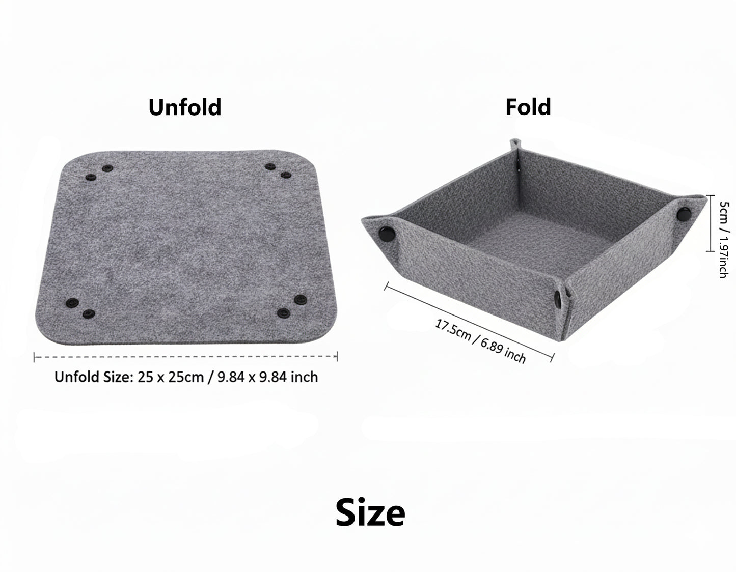 Felt Valet Tray Set (6-Pack) – Foldable Felt Desk Organizer Basket for Home, Office