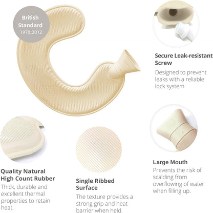 U-Shaped Hot Water Bottle with Soft Plush Cover
