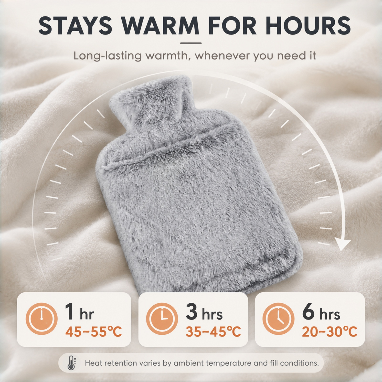 2L Hot Water Bottle with Hand Pocket & Soft Plush Cover