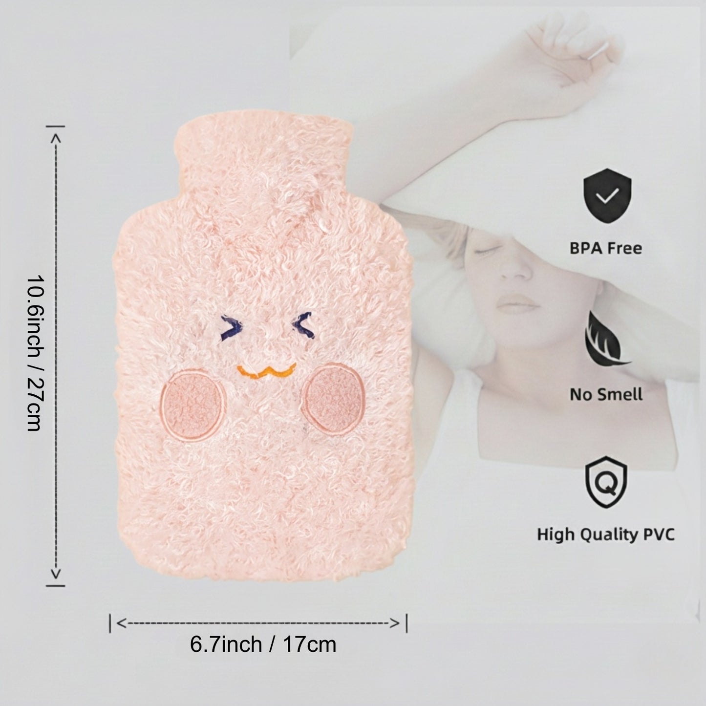 Hot Water Bottle for Pain Relief with Cute Plush Cover, 1L – OliviaLiving