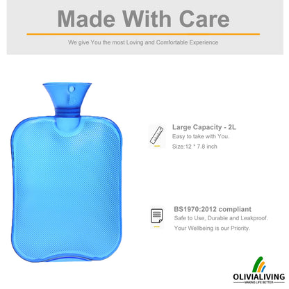 2L Hot Water Bottle with Classic Knit Cover – Six Colours