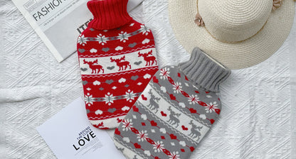 2L Hot Water Bottle with Nordic Reindeer Cover