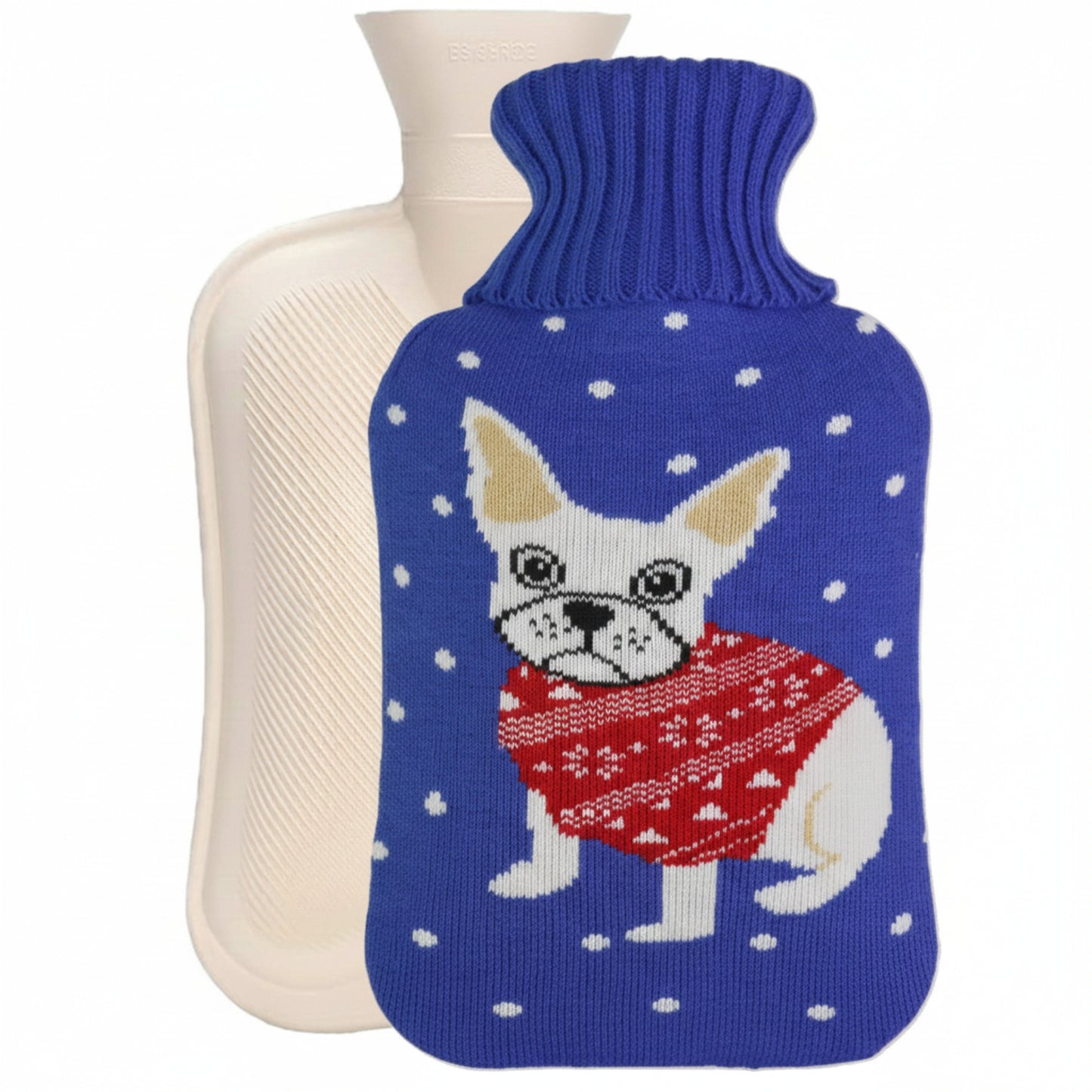 Cozy Nights Hot Water Bottle with Cute Puppy Knitted Cover for Kids, 2L