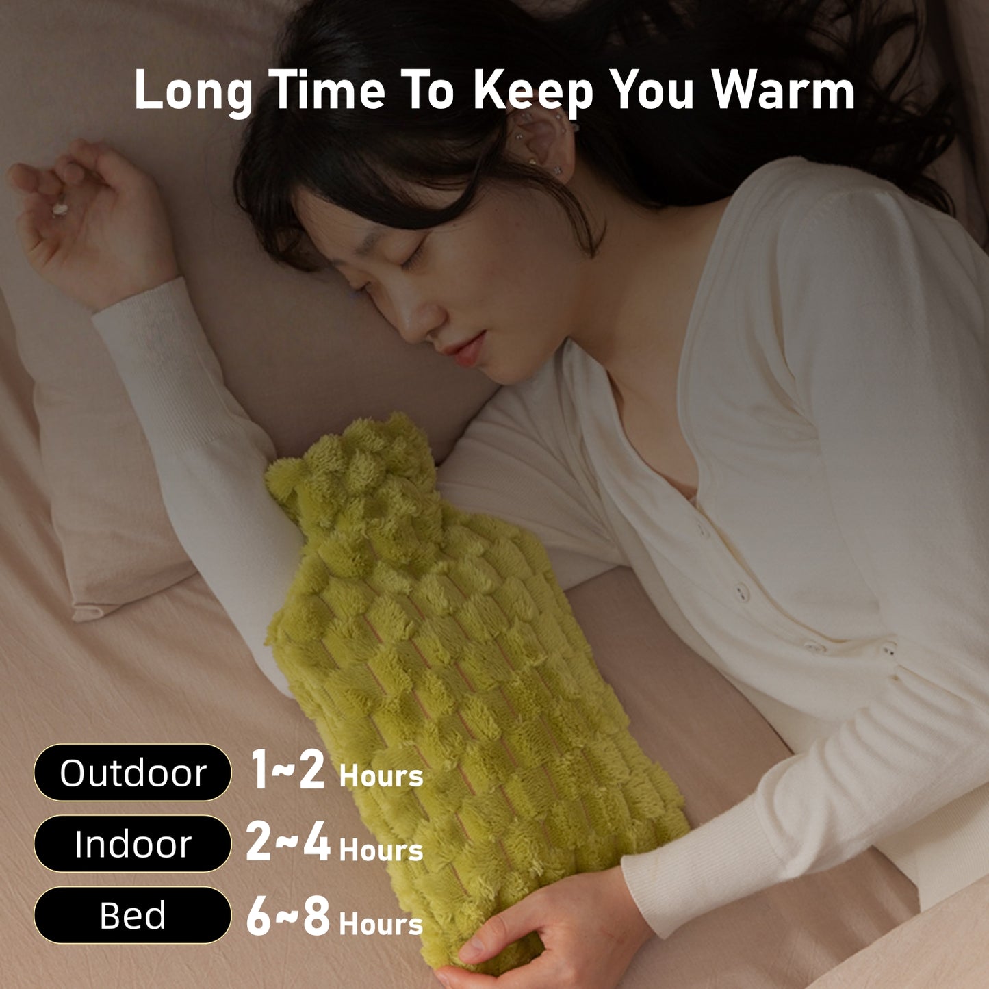 Hot Water Bottle with Velvet Plaid Cover for Pain & Comfort, 1700ML - OliviaLiving