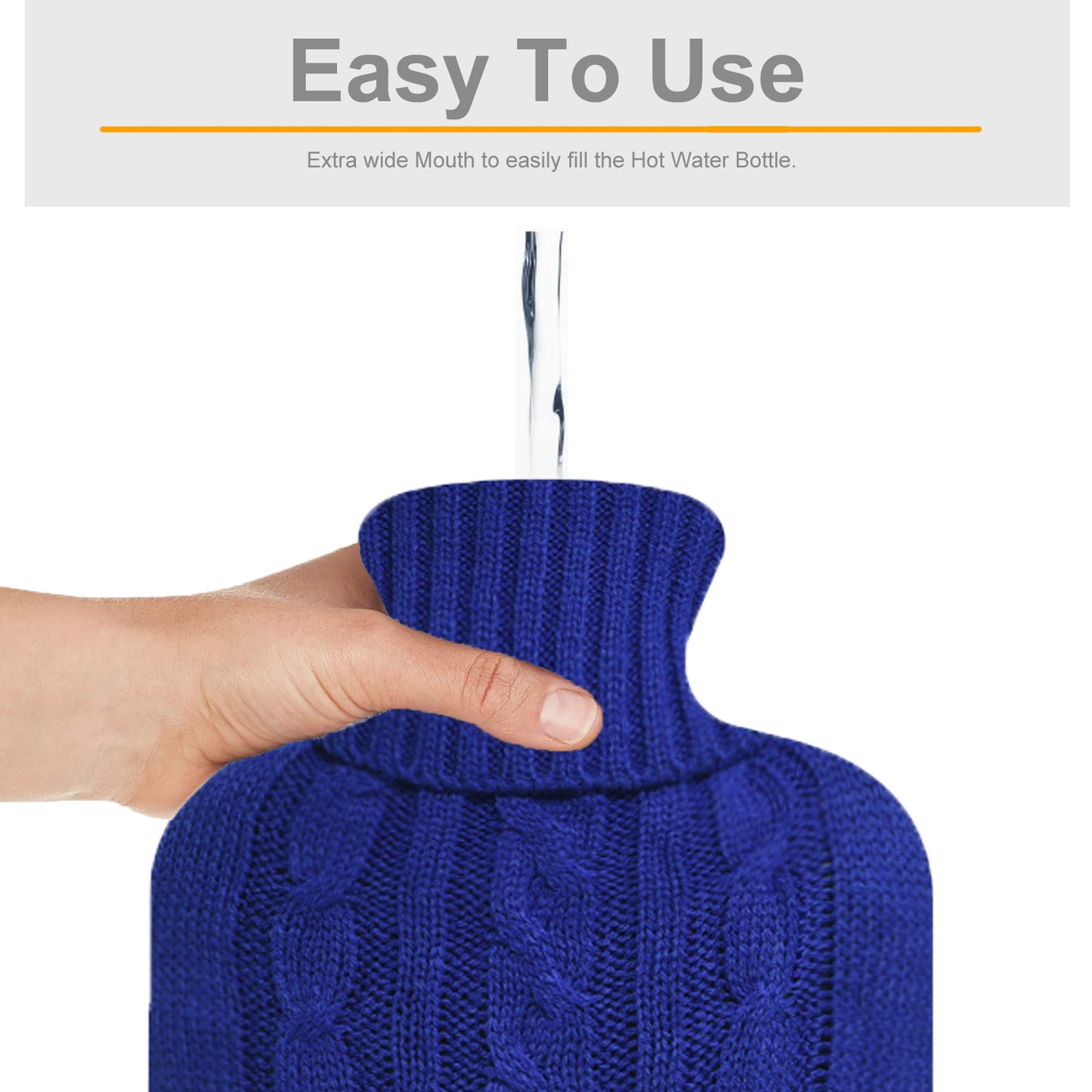 OliviaLiving Hot Water Bottle with Knit Cover for Back Pain Relief , 2L