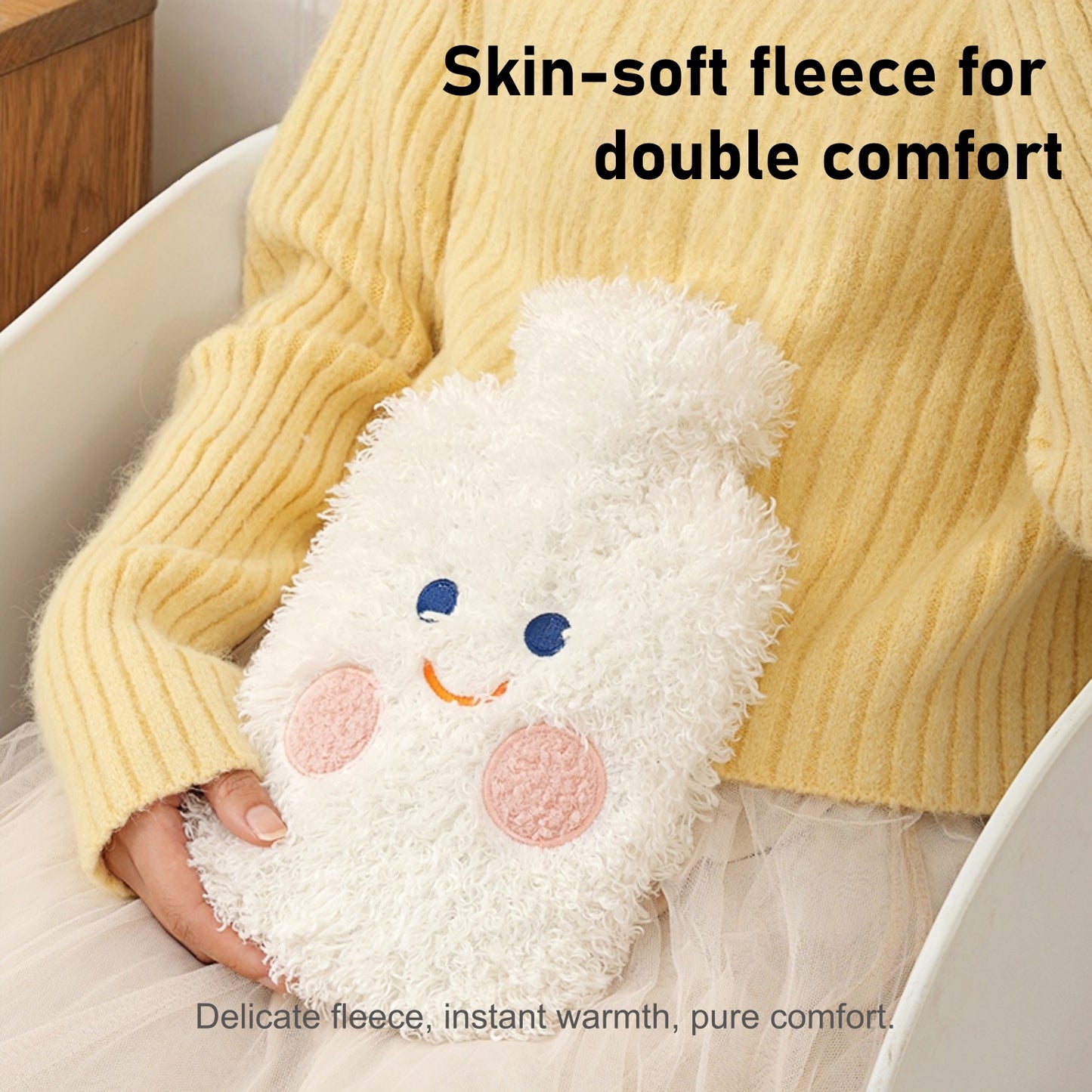 Hot Water Bottle for Pain Relief with Cute Plush Cover, 1L – OliviaLiving
